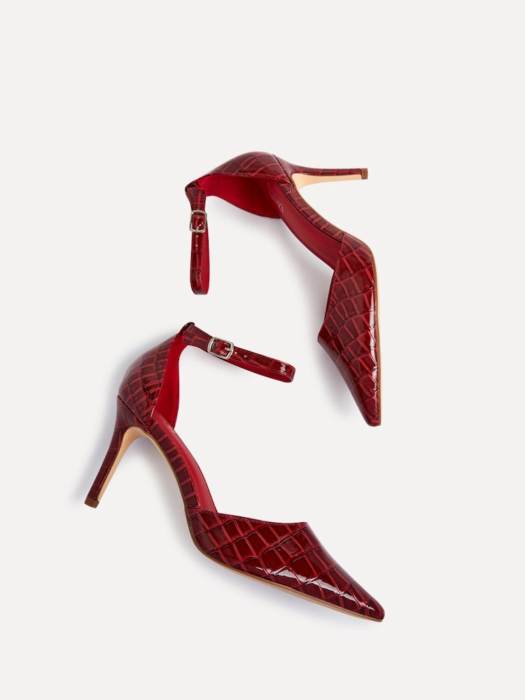 Linzi Red Maci Stiletto Court Heels With Ankle Strap - Image 5 of 6