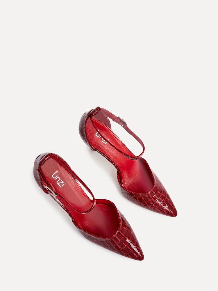 Linzi Red Maci Stiletto Court Heels With Ankle Strap - Image 6 of 6