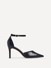 Linzi Navy Maci Stiletto Court Heels With Ankle Strap - Image 2 of 5