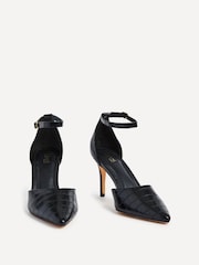 Linzi Navy Maci Stiletto Court Heels With Ankle Strap - Image 3 of 5