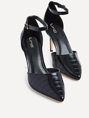 Linzi Navy Maci Stiletto Court Heels With Ankle Strap - Image 5 of 5