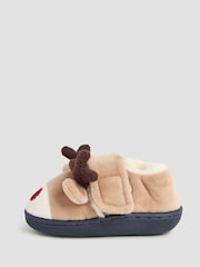 JoJo Maman Bébé Mocha Reindeer Christmas Reindeer Slipper Shoes - Image 4 of 4