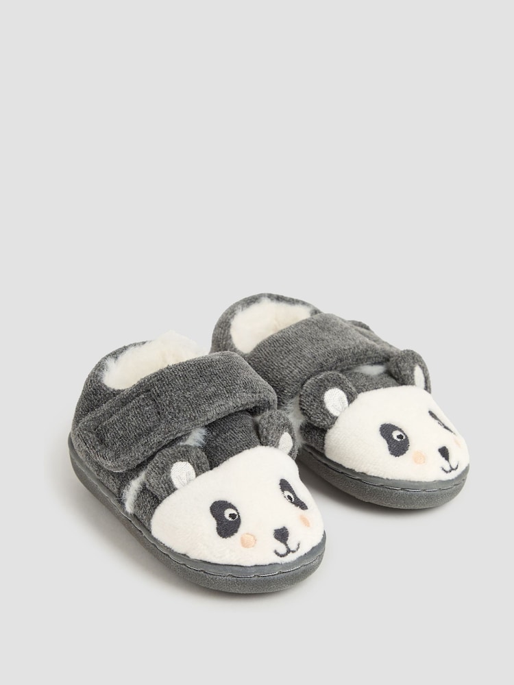 JoJo Maman Bébé Grey Panda Slipper Shoes - Image 1 of 4