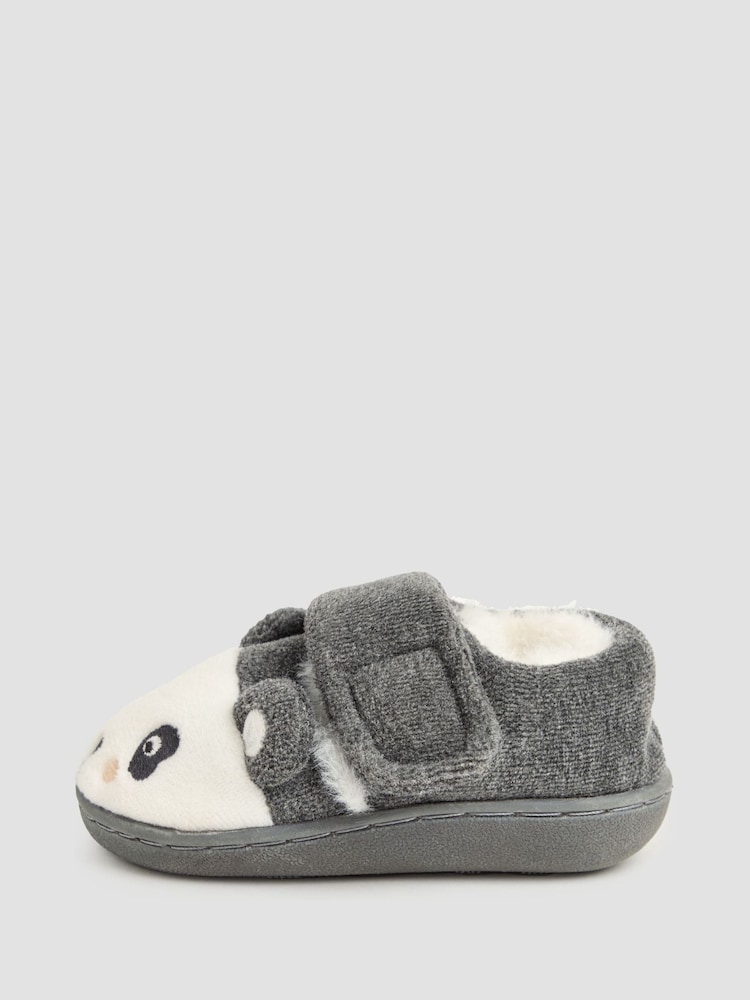 JoJo Maman Bébé Grey Panda Slipper Shoes - Image 4 of 4