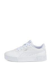 Puma White Carina 2.0 Kids Trainers - Image 2 of 6