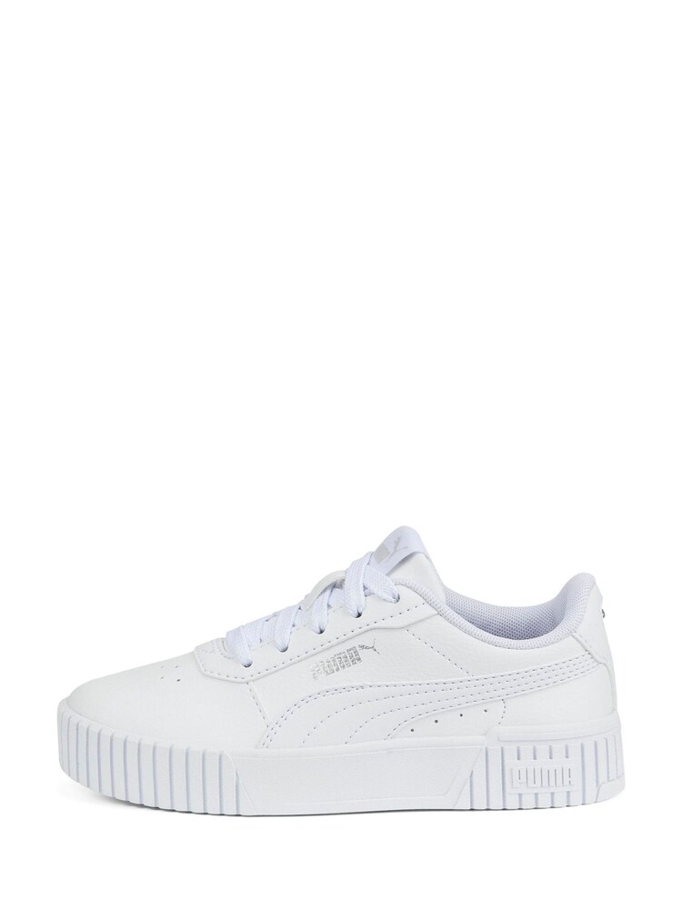 Puma White Carina 2.0 Kids Trainers - Image 2 of 6