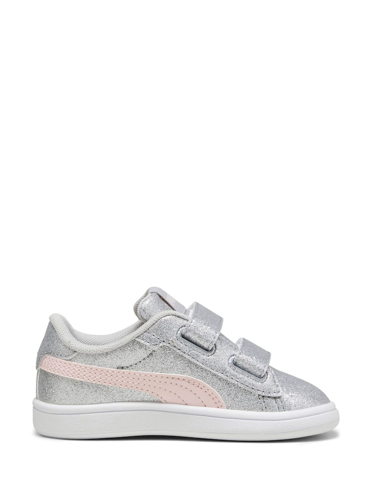 Puma Grey PUMA Smash 3.0 Glitz Glam Toddlers' Trainers - Image 2 of 6