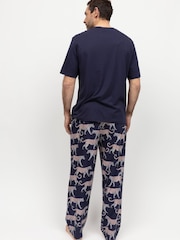 Cyberjammies Blue Mens Printed Pyjamas Bottoms and Solid Jersey T-Shirt - Image 3 of 3