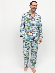 Cyberjammies White Mens Jersey Printed Long Sleeve Pyjamas Set - Image 1 of 2