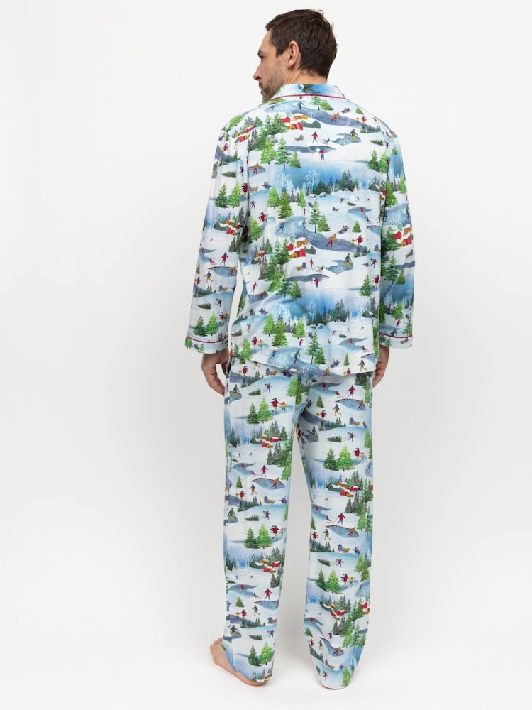 Cyberjammies White Mens Jersey Printed Long Sleeve Pyjamas Set - Image 2 of 2