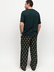 Cyberjammies Green Mens Printed Pyjamas Bottoms and Solid Jersey T-Shirt - Image 2 of 3