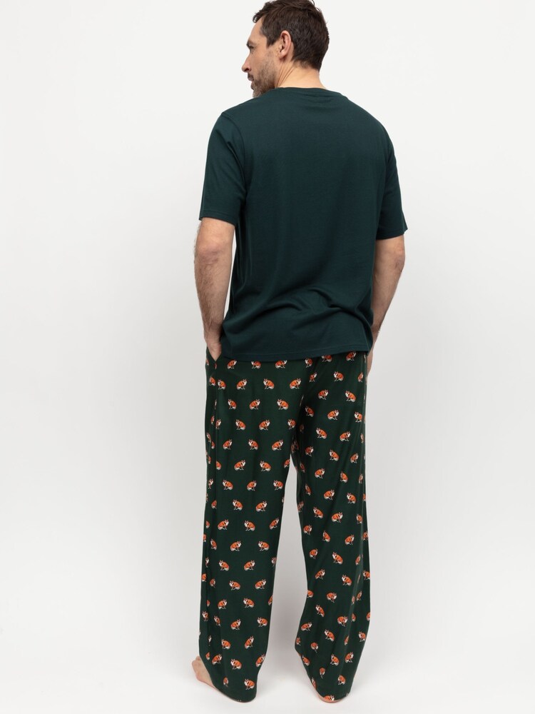 Cyberjammies Green Mens Printed Pyjamas Bottoms and Solid Jersey T-Shirt - Image 2 of 3
