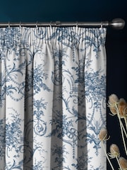 Laura Ashley Blue Tuileries Pencil Pleat Curtains - Image 2 of 3
