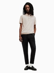 AllSaints Nude Mode Merino Short Sleeve Polo Shirt - Image 3 of 5