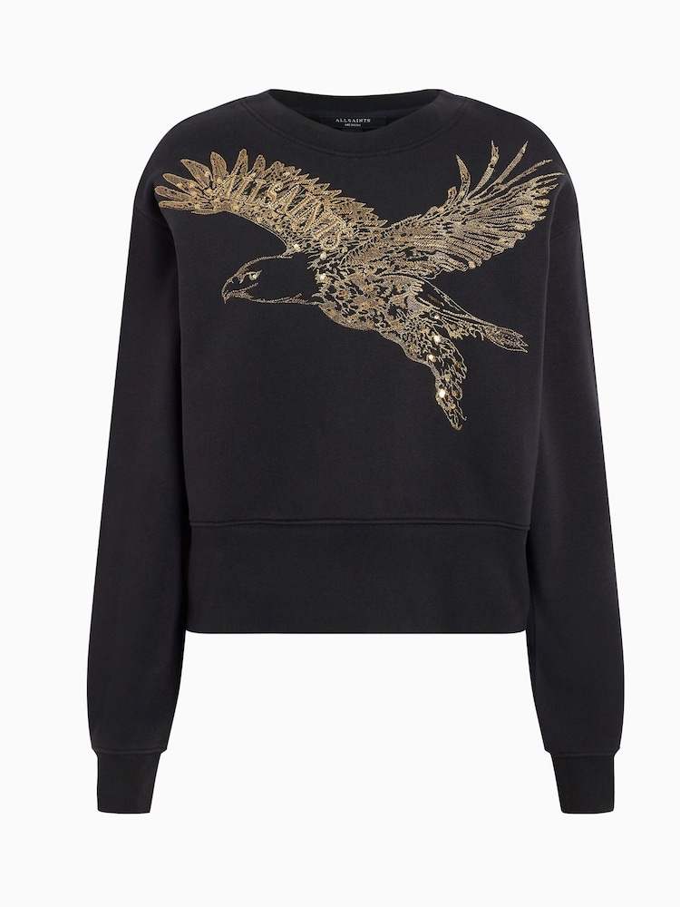 AllSaints Black Flite Separo Sweat Top - Image 6 of 6 AllSaints Black Flite Separo Sweat Top - Image 6 of 6