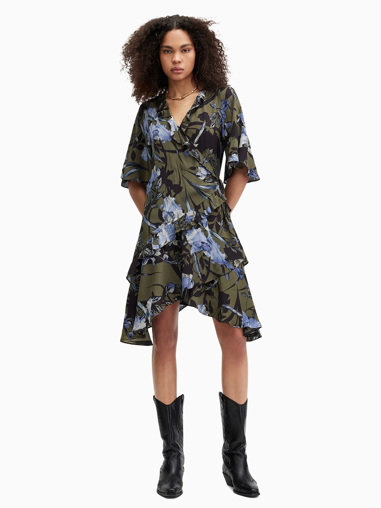 AllSaints Green Meagan Batu Dress - Image 1 of 7