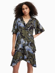 AllSaints Green Meagan Batu Dress - Image 2 of 7