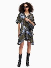 AllSaints Green Meagan Batu Dress - Image 3 of 7