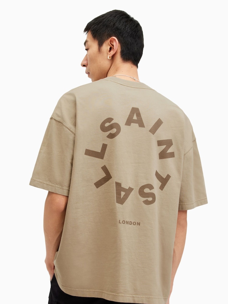 AllSaints Brown Tierra Shortlsleeve Crew T-Shirt - Image 2 of 8 AllSaints Brown Tierra Shortlsleeve Crew T-Shirt - Image 2 of 8