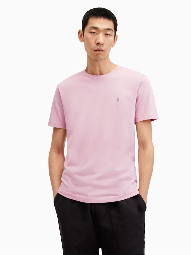 AllSaints Pink Brace Shortsleeve Crew Neck T-Shirt - Image 1 of 6 AllSaints Pink Brace Shortsleeve Crew Neck T-Shirt - Image 1 of 6