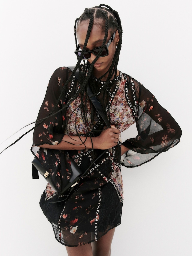 AllSaints Black Lucia Kora Dress - Image 2 of 9