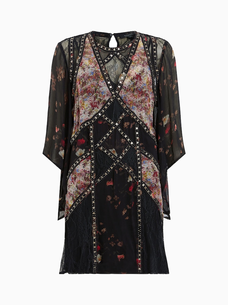 AllSaints Black Lucia Kora Dress - Image 9 of 9