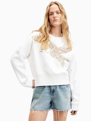 AllSaints White Flite Separo Sweat Top - Image 3 of 5