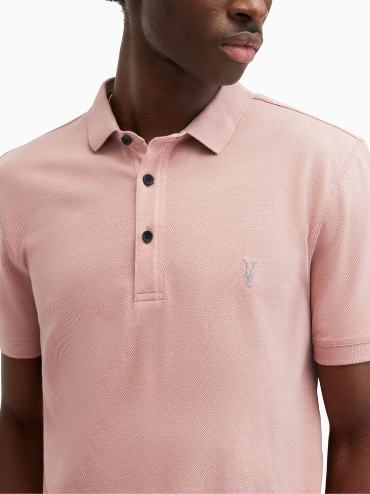 AllSaints Pink Reform Short Sleeve Polo Shirt - Image 2 of 6