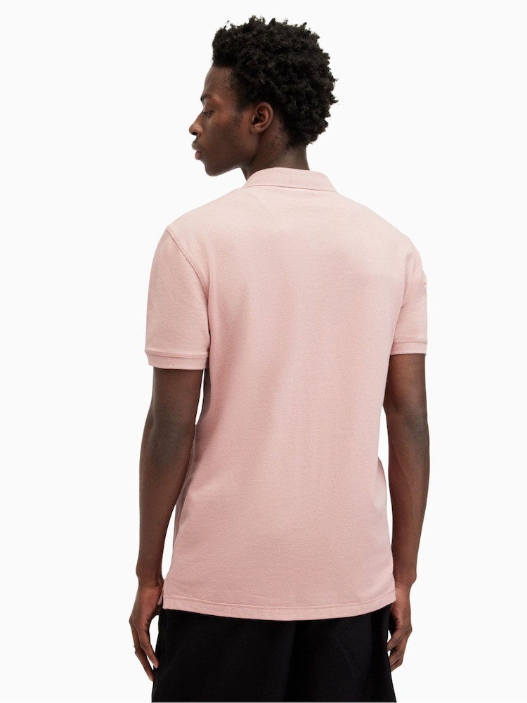 AllSaints Pink Reform Short Sleeve Polo Shirt - Image 3 of 5