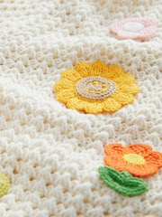 Ecru Crochet Flower Print 100% Cotton Cardigan (3-16yrs) - Image 8 of 9