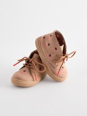 Tan Brown Embroidered Cupsole Boots - Image 1 of 6