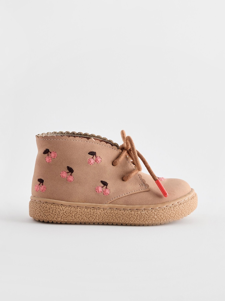 Tan Brown Embroidered Cupsole Boots - Image 2 of 6