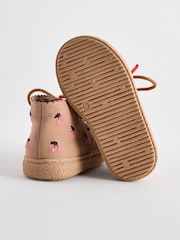 Tan Brown Embroidered Cupsole Boots - Image 4 of 6