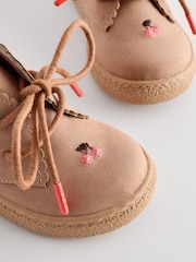Tan Brown Embroidered Cupsole Boots - Image 5 of 6