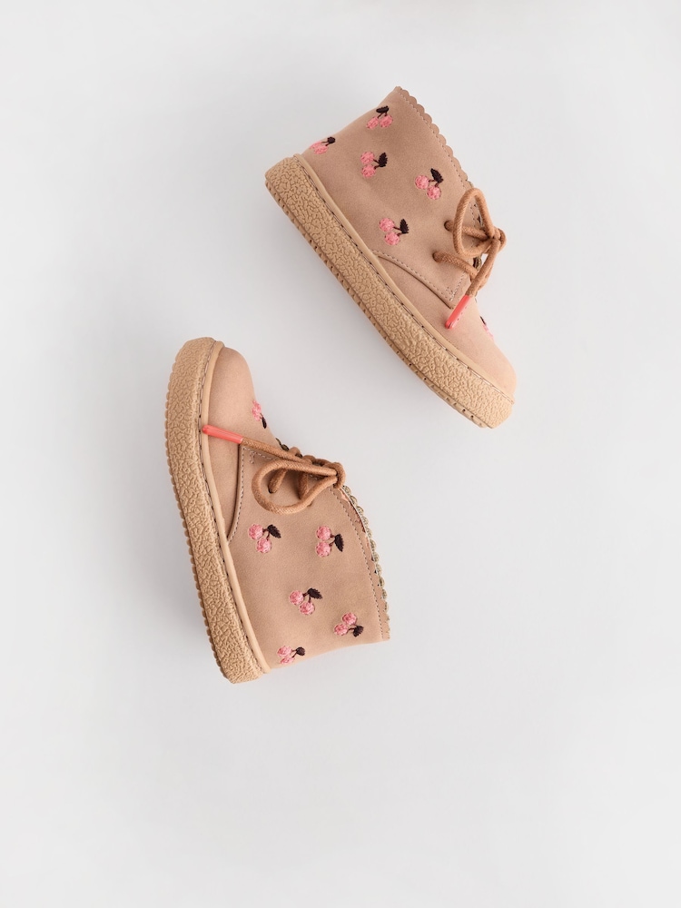 Tan Brown Embroidered Cupsole Boots - Image 6 of 6