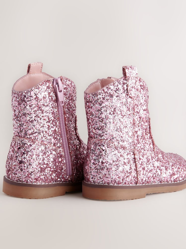 Pink Glitter Western Boots - Image 4 of 6