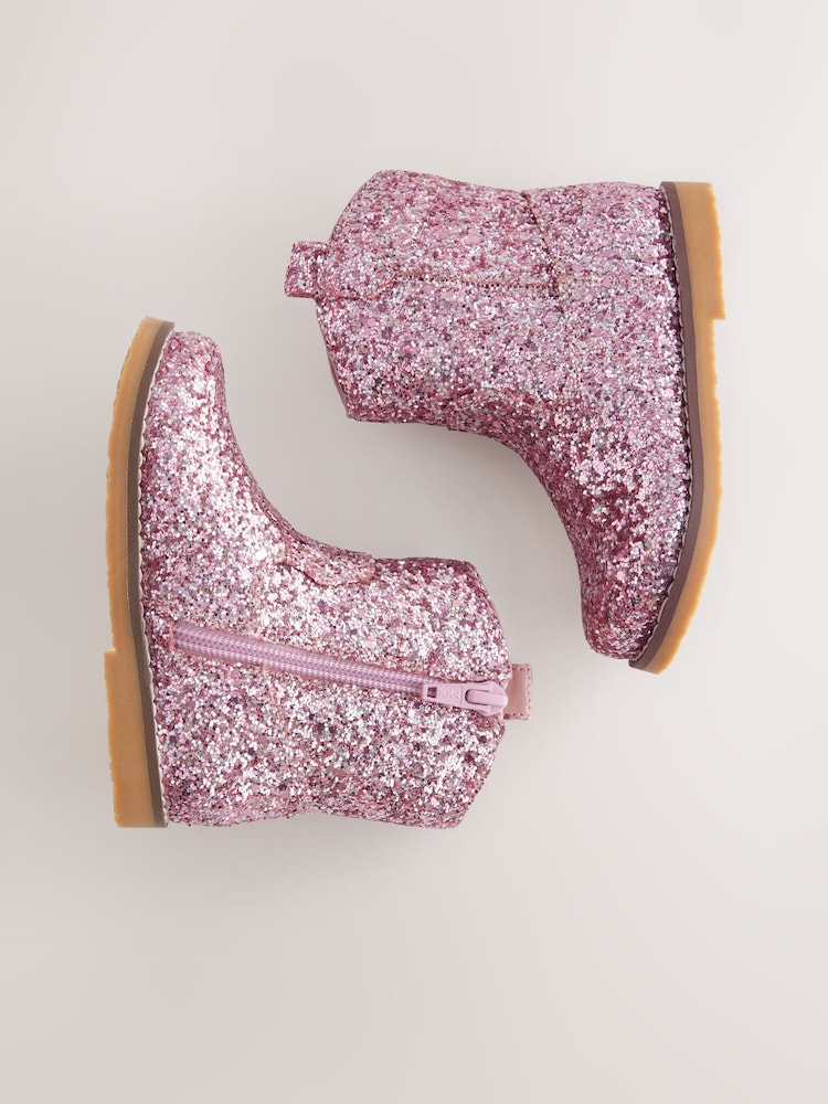 Pink Glitter Western Boots - Image 5 of 6