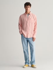 GANT Pink Regular 100% Linen Shirt - Image 1 of 6