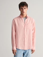 GANT Pink Regular 100% Linen Shirt - Image 3 of 6
