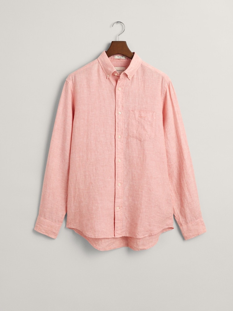 GANT Pink Regular 100% Linen Shirt - Image 6 of 6