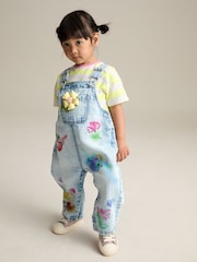 Denim Printed 100% Cotton Dungaree Set (3mths-7yrs) - Image 1 of 9