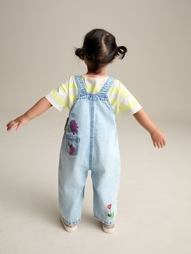 Denim Printed 100% Cotton Dungaree Set (3mths-7yrs) - Image 3 of 9