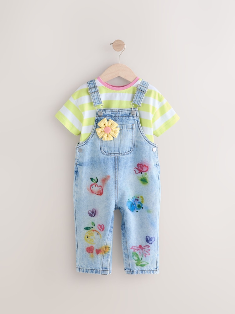 Denim Printed 100% Cotton Dungaree Set (3mths-7yrs) - Image 5 of 9