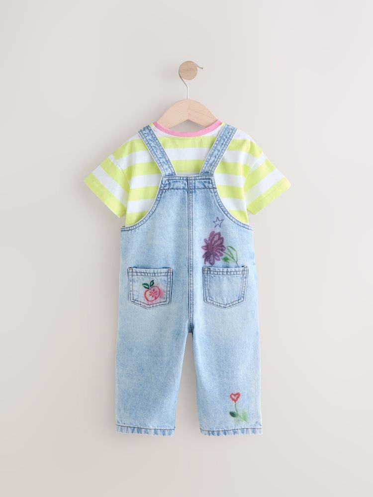 Denim Printed 100% Cotton Dungaree Set (3mths-7yrs) - Image 6 of 9