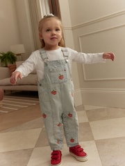 Stripe Strawberry Embroidered 100% Cotton Dungarees (3mths-7yrs) - Image 1 of 7