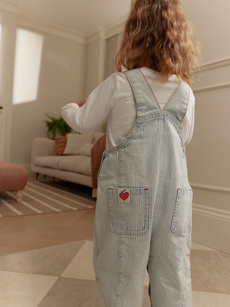 Stripe Strawberry Embroidered 100% Cotton Dungarees (3mths-7yrs) - Image 2 of 7