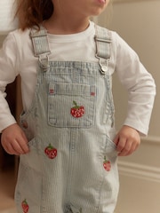 Stripe Strawberry Embroidered 100% Cotton Dungarees (3mths-7yrs) - Image 3 of 7