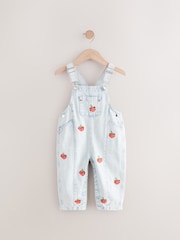 Stripe Strawberry Embroidered 100% Cotton Dungarees (3mths-7yrs) - Image 4 of 7