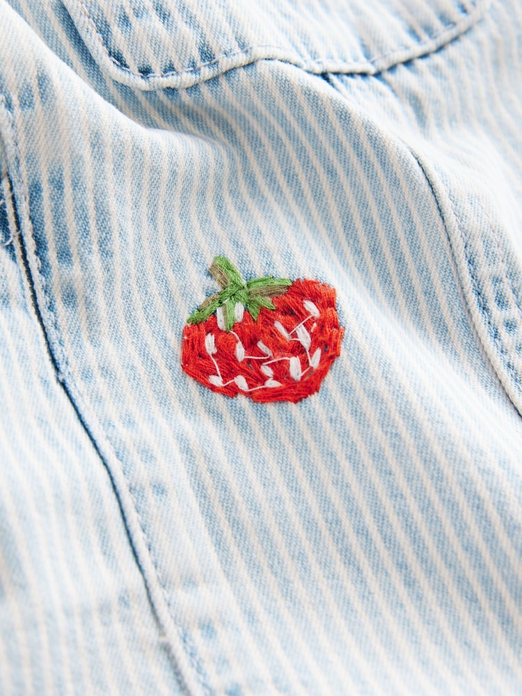 Stripe Strawberry Embroidered 100% Cotton Dungarees (3mths-7yrs) - Image 7 of 7