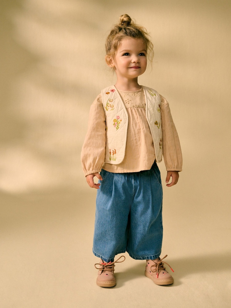 Denim 100% Cotton Gilet, Top & Trousers Set (3mths-7yrs) - Image 1 of 4 Denim 100% Cotton Gilet, Top & Trousers Set (3mths-7yrs) - Image 1 of 4